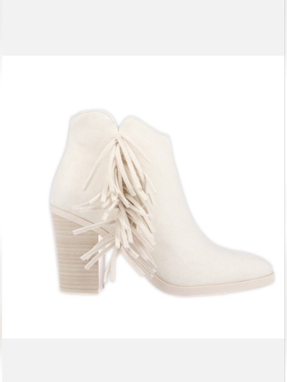 MIA Avril Fringe Ankle Boots Women's Size 10M Cream Western Boho Booties NWOB
